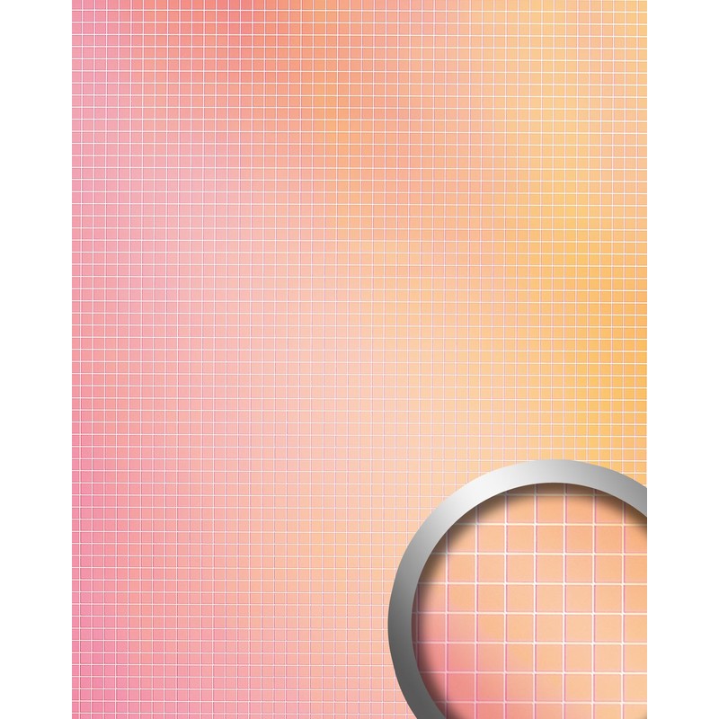 Wallface - Wall panel wallcovering self-adhesive Mirror design 18436 M-STYLE HOLLYWOOD Mosaic 5 x 5 mm metallic glossy look pink orange multicolour
