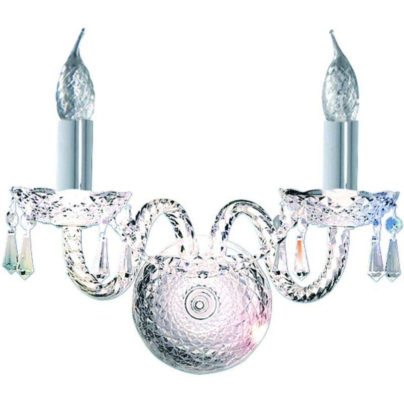 Searchlight Lighting - Searchlight Hale - Indoor Candle Wall 2 Light Chrome with Crystals, E14