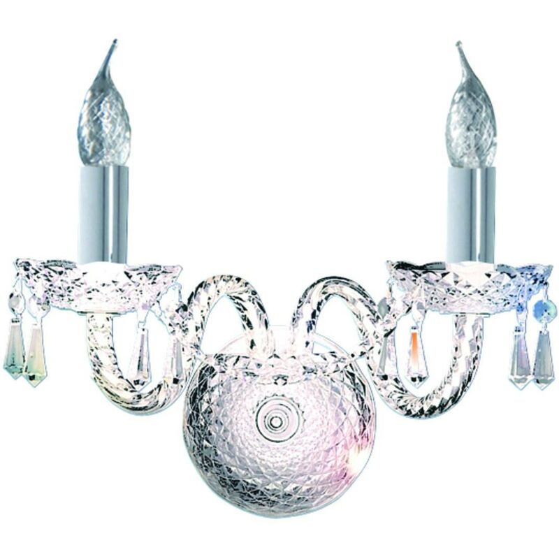 Hale - Indoor Candle Wall 2 Light Chrome with Crystals, E14 - Searchlight