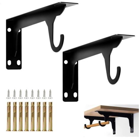 Wall Shelf Bracket, Wall Shelf Support, 28 cm Heavy Duty Bracket with Hook, Invisible Shelf Fixing, Metal L-Shaped Brackets, 2 Pieces