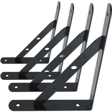 Wall Shelf Brackets, 4 Pack Shelf Bracket Supports, Heavy Duty 90 Degree Triangular Metal Floating Frame Brackets, Black 13 Treize,