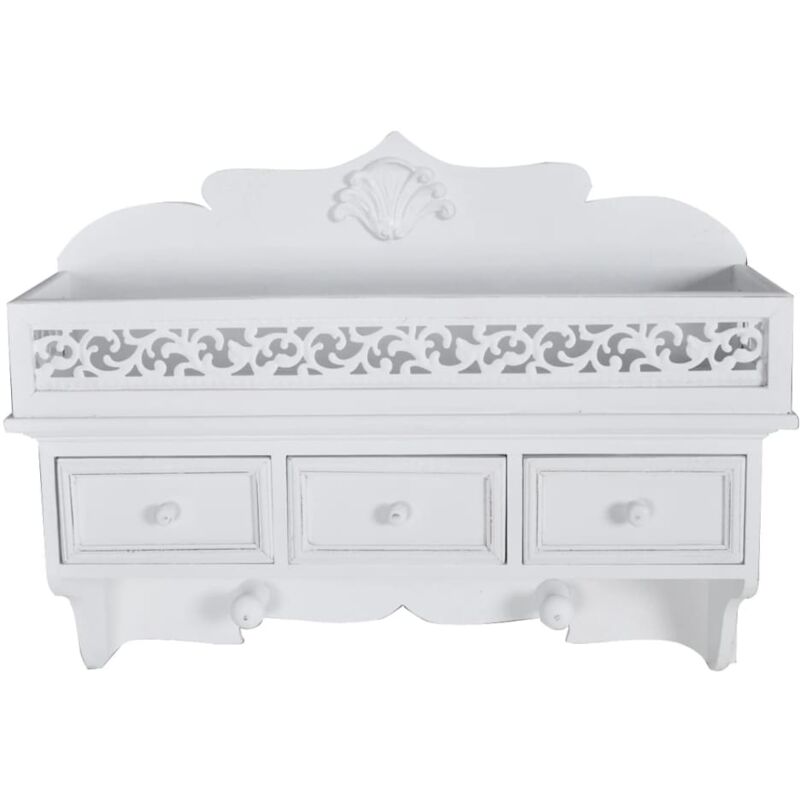 Wall Shelf/peg With 3 Drawers 2 Hooks Vidaxl