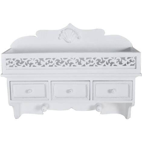 Wall Shelf/Peg with 3 Drawers 2 Hooks vidaXL