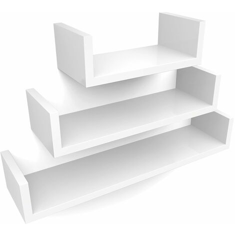 main image of "Wall Shelf Set of 3 Floating Shelves Storage 60/45/30cm MDF Weight Capacity 15kg"