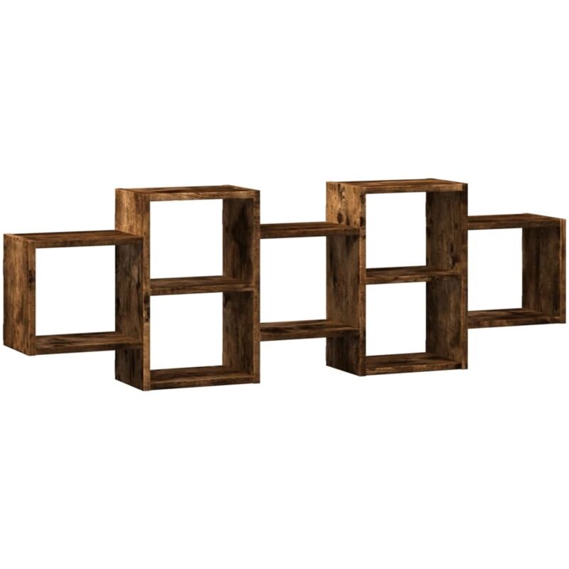 Wall Shelf Smoked Oak 129x18x42 Cm Engineered Wood Vidaxl
