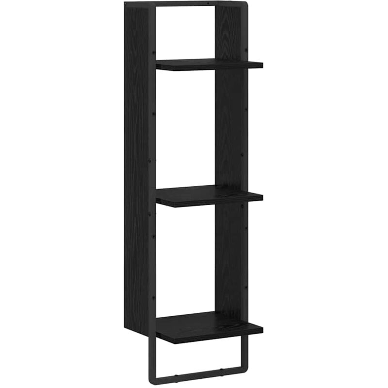 Wall Shelf Black Oak 30 X 25 X 100 Cm Engineered Wood Vidaxl