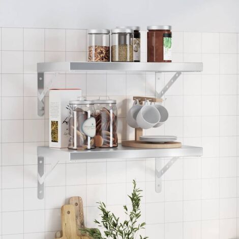 Wall Shelves 2 pcs 50x30 cm Silver Stainless Steel vidaXL