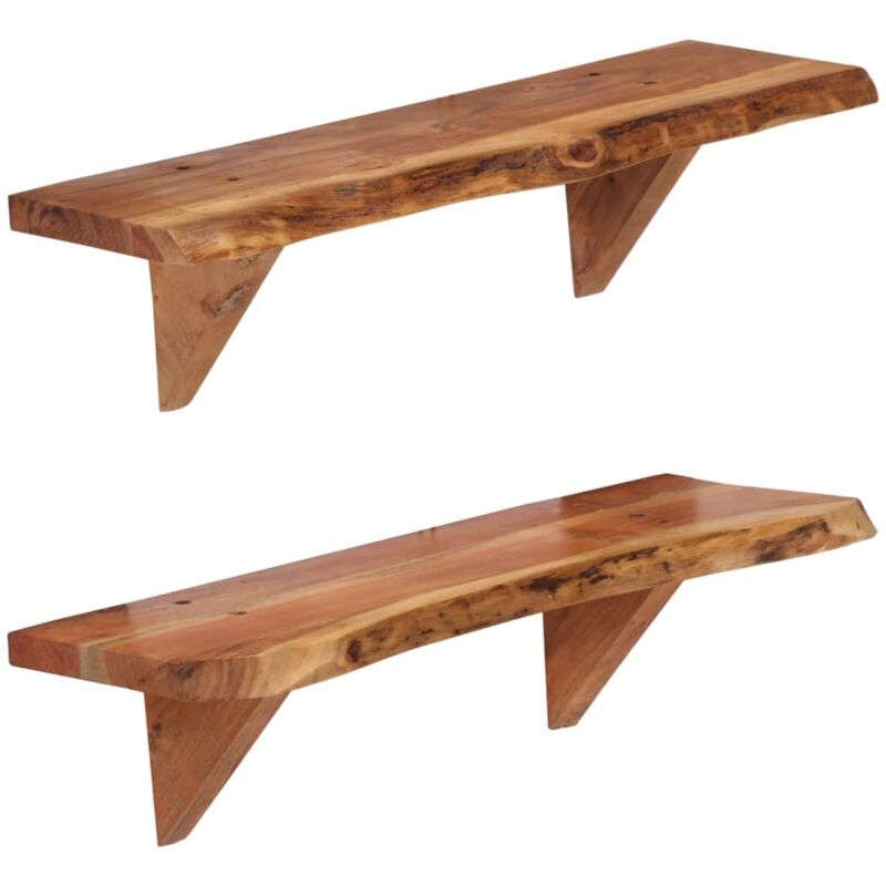 Wall Shelves 2 Pcs 60x20x18 Cm Solid Acacia Wood Vidaxl