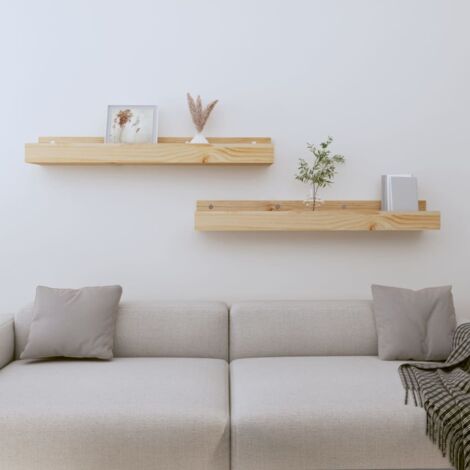 Wall Shelves 2 pcs 80x12x9 cm Solid Wood Pine vidaXL