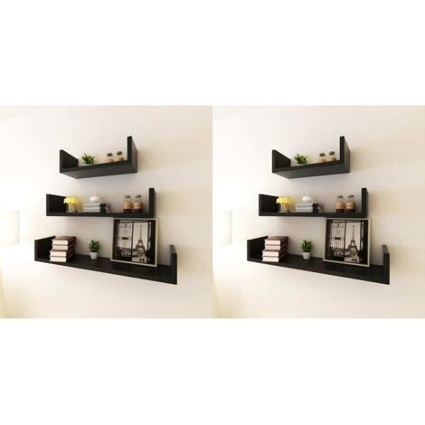 Wall Shelves 6 pcs Black vidaXL