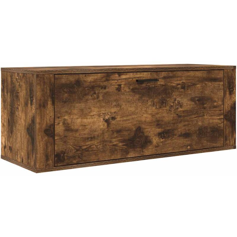 Vidaxl - Wall Shoe Cabinet Smoked Oak 100x35x38 Cm Engineered Wood