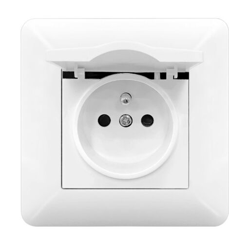 Wall Socket 16A 240V with Cover White – Flush Mount Safety Outlet