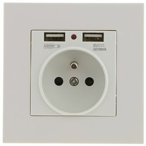Wall Socket, Wall Power Socket with Double USB 5V/2100mA, Built-in Socket with 2 USB Ports Convenient and Handy