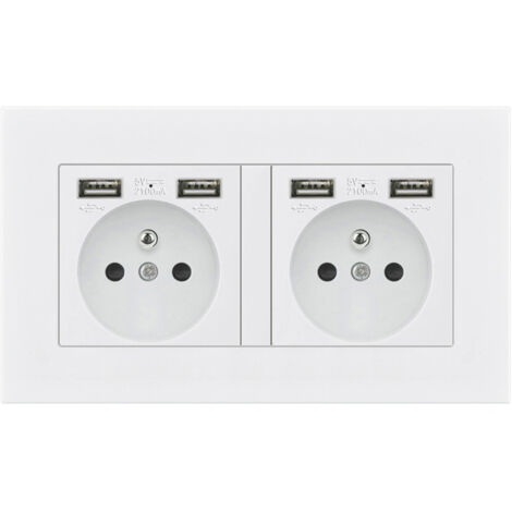 Wall Socket with Dual USB 16A 110-250V – Flush Mount Outlet