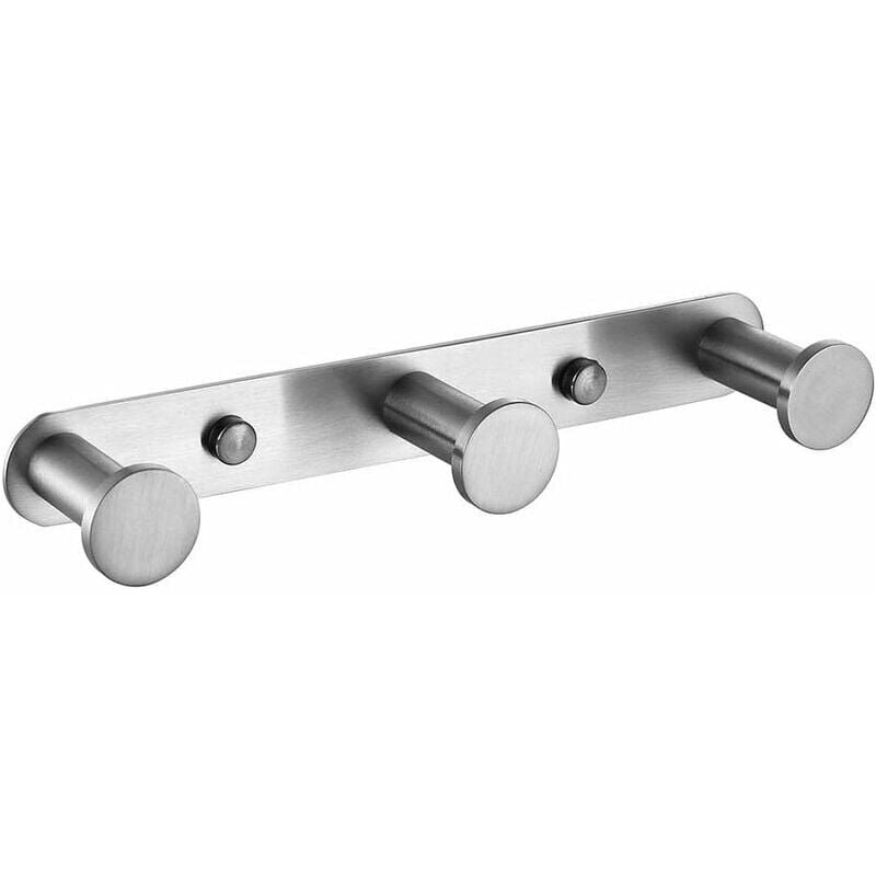 Wall Towel Hook Coat Hooks with Hooks 304 Stainless Steel Wall Mount Towel Rack Hooks for Bathroom and Kitchen Doors (3 Hooks, Brushed)