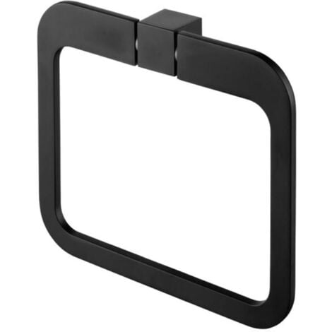 main image of "Wall Towel Ring Round Dressing-Gown Hanger Bathroom Black Powder Coated Zamak"