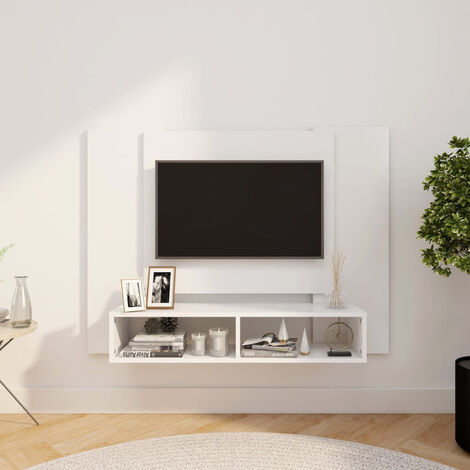 Wall TV Cabinet White 120x23.5x90 cm Chipboard