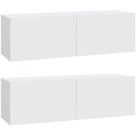 Wall TV Cabinets 2 pcs White 100x30x30 cm Engineered Wood vidaXL