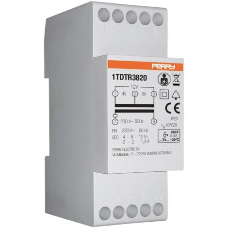 Wallair 1TDTR3820 Transformateur de sonnette 4 V, 8 V, 12 V 2 A A725652