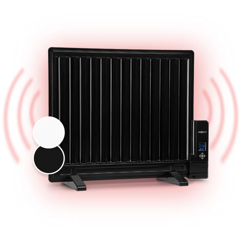 Wallander Radiateur à bain d'huile ultra plat 600W thermostat - noir - Noir - Noir