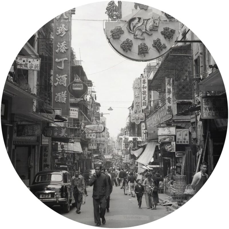 

Círculo de papel pintado Hong Kong the Old Days 142,5 cm - Negro - Wallart