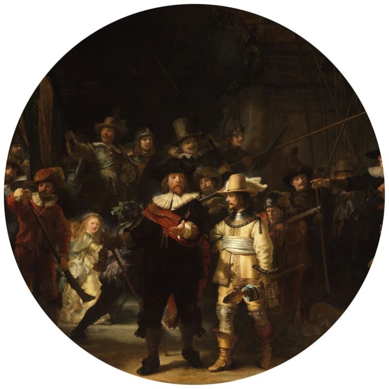 

WallArt Círculo de papel pintado The Night Watch 142,5 cm - Multicolor