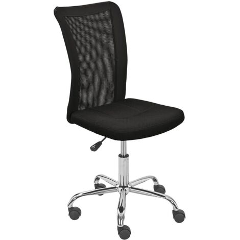 WALLAS - Fauteuil de Bureau Tissu Mesh Noir Pieds Chromés