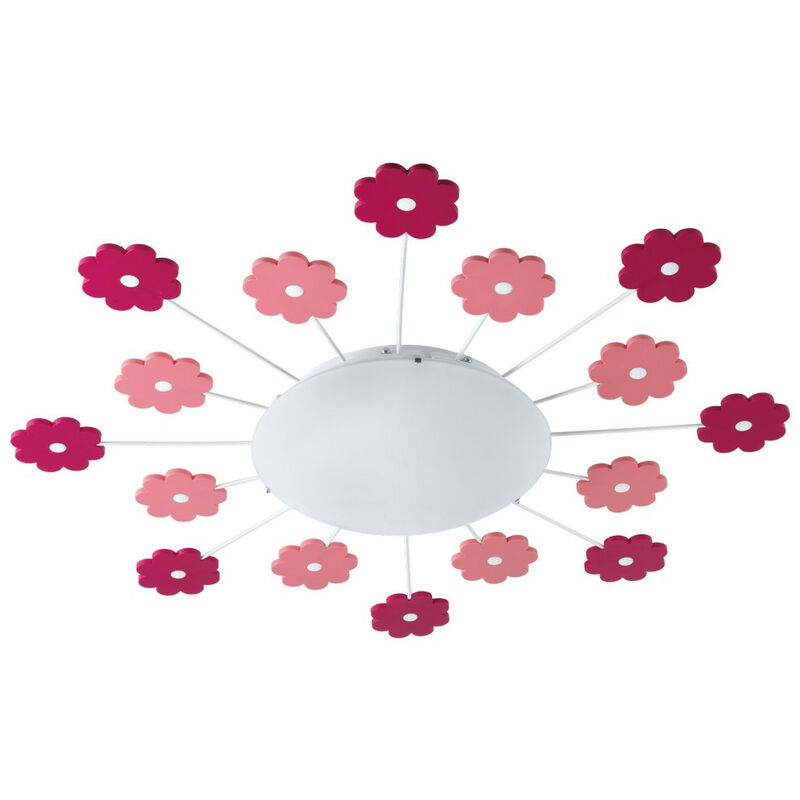 Viki 1 - 1 Light Flush Wall / Ceiling Light Pink with Pink Floral Decoration, E27 - Eglo