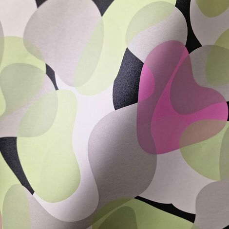 WALLCOVER Papier Peint Intissé Art Abstrait Blanc Gris Noir Vert Rose Designer Karim Rashid pour Séjour Chambre Cuisine Entrée 10,05 x 5,33m Made in Germany