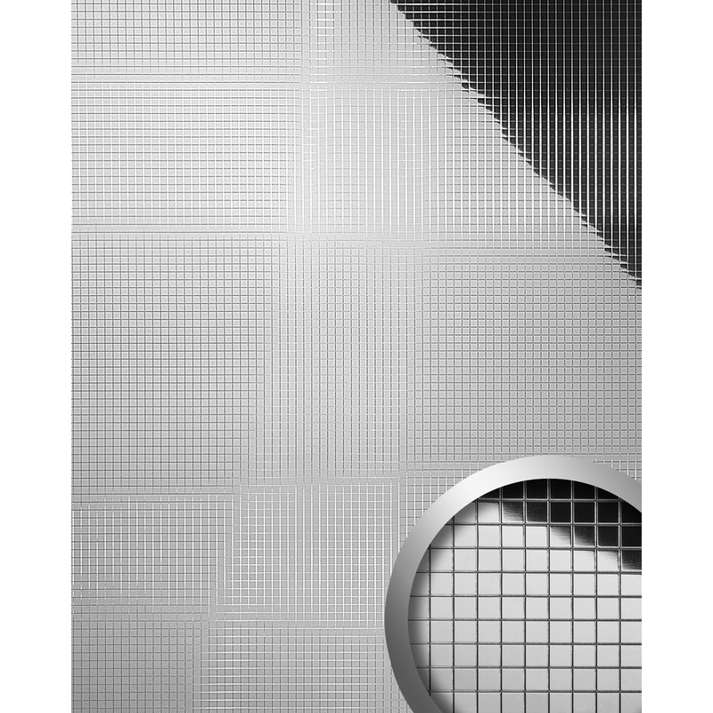 27377 m-style Wall panel eyecatch decor interior wallcovering self-adhesive metal mosaic silver 0.96 sqm - silver - Wallface