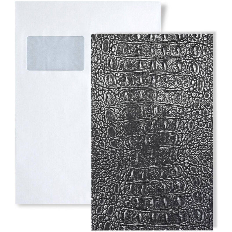 Wallface - 1 sample piece S-13521 croco smoke met/silver Structure Collection Sample of decorative panel in din A5 size - silver