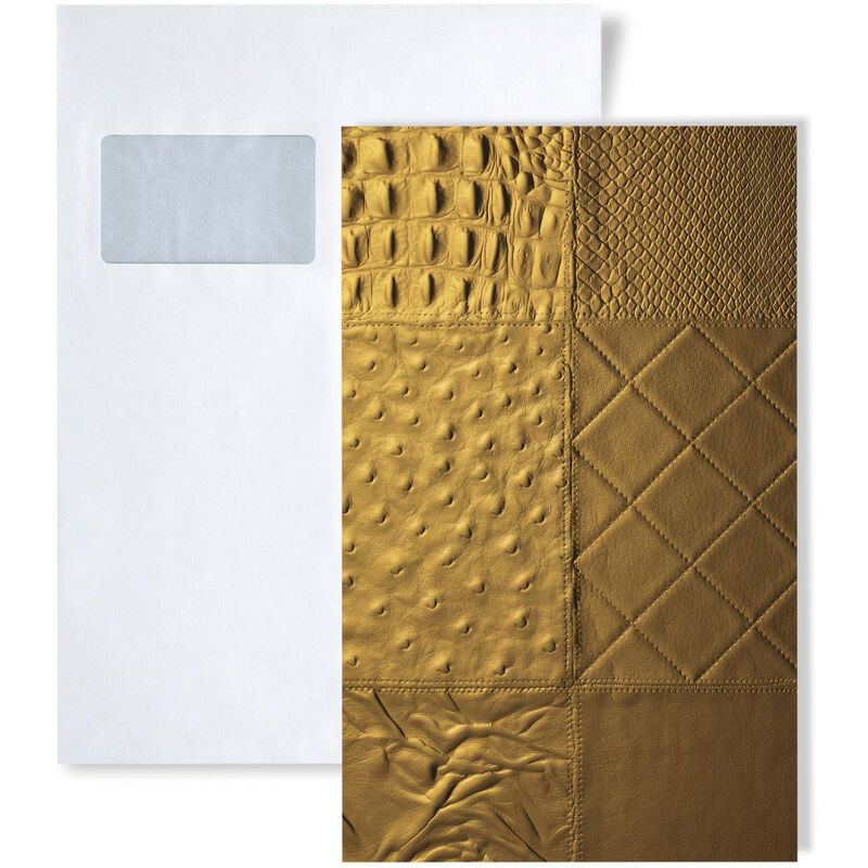 1 SAMPLE PIECE S-13926 COLLAGE ORO Leather Collection Sample of wallcovering in DIN A4 size - Wallface