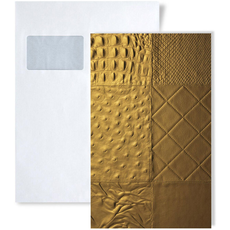 Wallface - 1 sample piece S-13926 collage oro Leather Collection Sample of wallcovering in din A5 size - gold