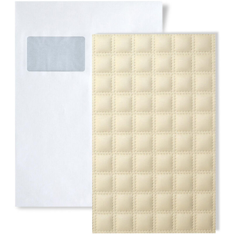 1 SAMPLE PIECE S-14277 WallFace QUADRO CREME Leather Collection Sample of wall panel in DIN A5 size - cream