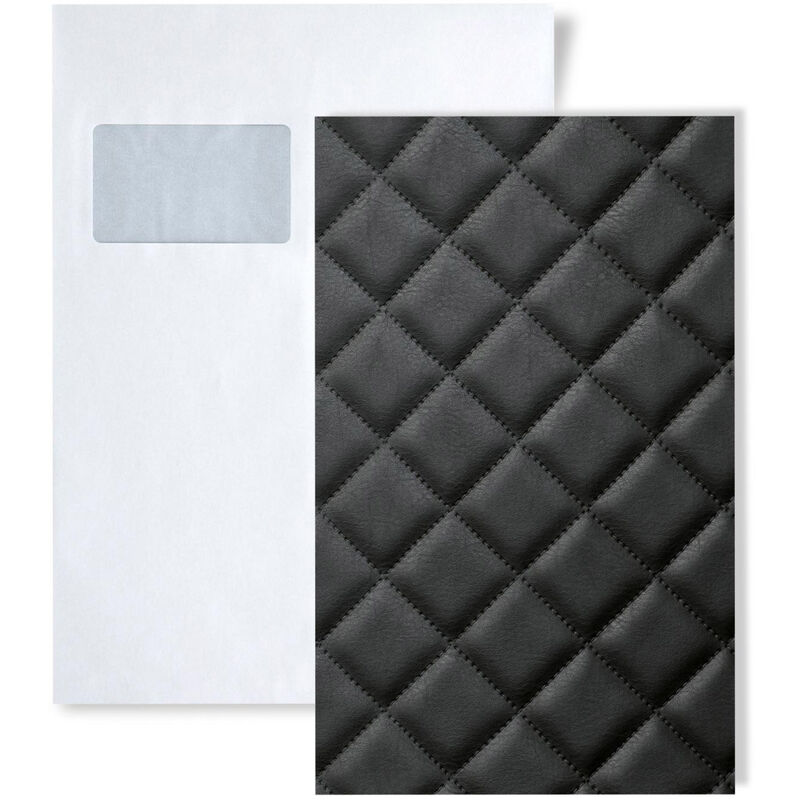 Wallface - 1 sample piece S-15029 rombo 40 nero Leather Collection Sample of wall panel in din A5 size - black