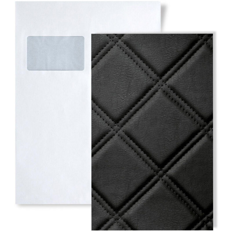 Wallface - 1 sample piece S-15030 rombo 85 nero Leather Collection Sample of wall panel in din A5 size - black