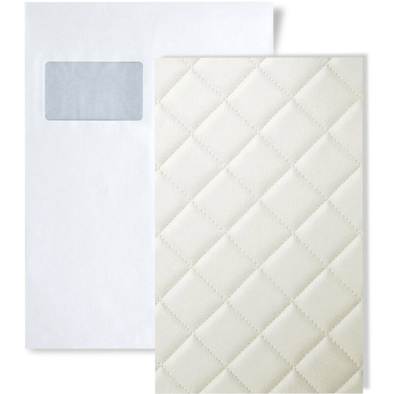 Wallface - 1 sample piece S-15041 rombo 40 bianco Leather Collection Sample of wall panel in din A5 size - white