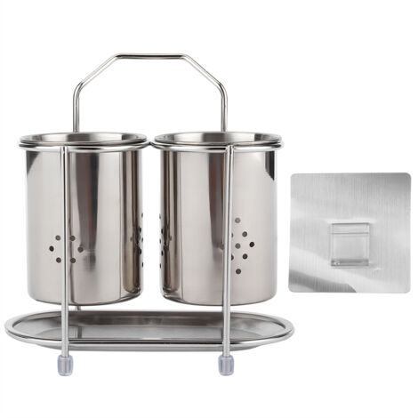 WallMounted 304 Stainless Steel Chopsticks Spoon Storage Drain Rack Basket Kitchen Utensils