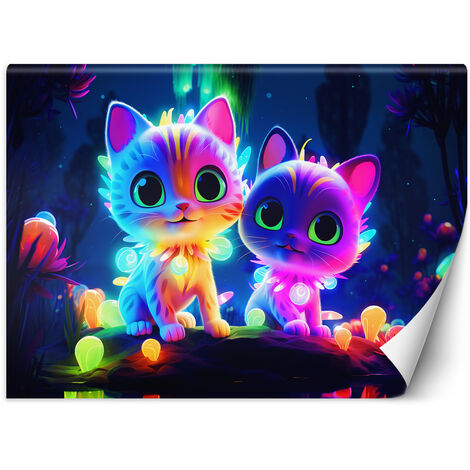 Wallpaper, Colorful cats neon - 250x175