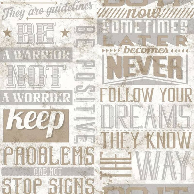 Noordwand - Wallpaper Friends & Coffee Words and Letters Metallic and Beige