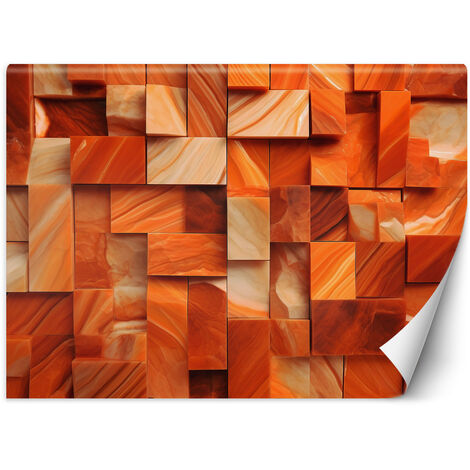 Wallpaper, Orange cube wall 3D - 250x175