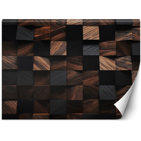 Wallpaper, Wood mosaic cube 3D - 400x280