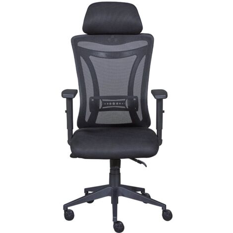 WALLY - Fauteuil de Bureau Tissu Mesh Noir et Appui-Tête