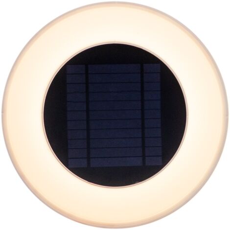 WALLY Wandleuchte round mit Solarladung. Maße ø27x5 cm. Kaltes LED-Licht. Hergestellt in Spanien.