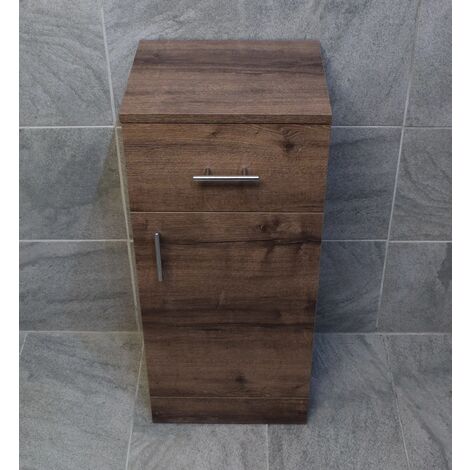 Walnut Oak Finish Drawerline Unit Bathroom Storage Cupboard 350mm