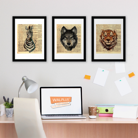 Walplus Newspaper Animals poster set No. 2