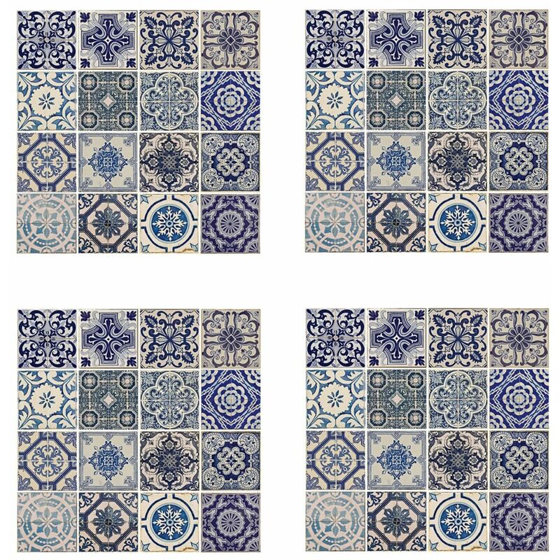 

Vinilo mural decorativo baldosa española 4 lámina azul 54x54cm - Azul - Walplus