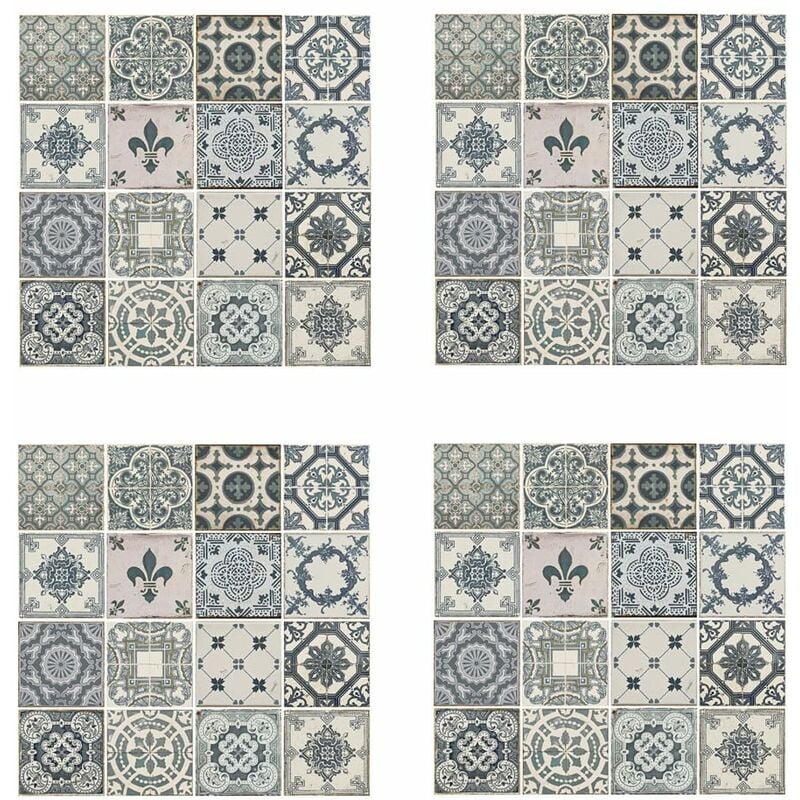 

Vinilo mural decorativo baldosa vintage 4 láminas azul 54x54cm - Azul - Walplus