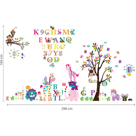 Walplus Wall Decals Happy Animals & Numbering & Alphabets