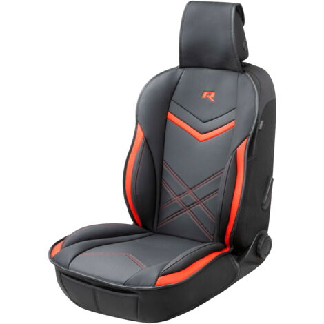 Walser – Housse de siège Rey noir-rouge en cuir PU – Compatible airbags latéraux – Fixation rapide avec fermetures à ressort – Rembourrage latéral